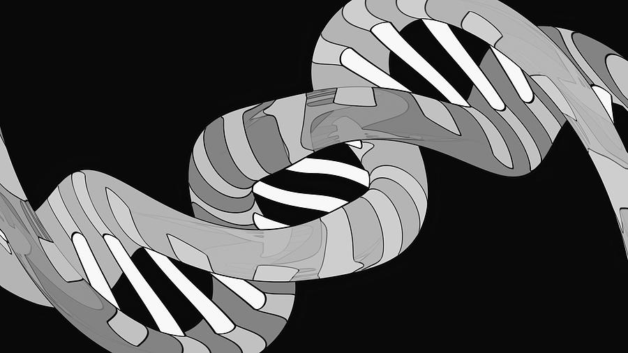 DNA Twisted Helix BW Digital Art by Russell Kightley