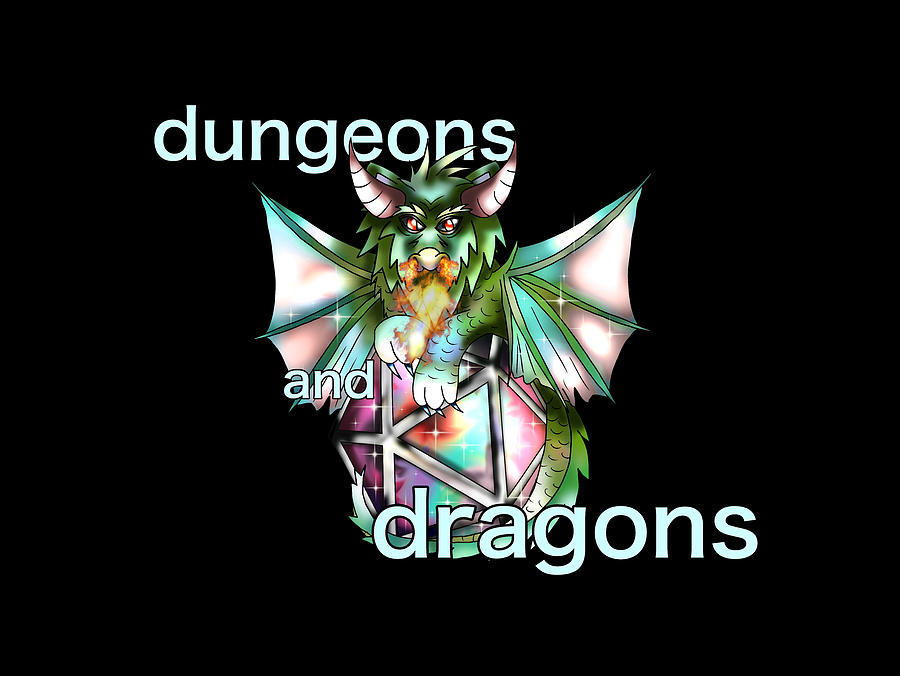 Dnd Fire Breathing Dragon With A D20 Dice Digital Art by Cuisinecat ...