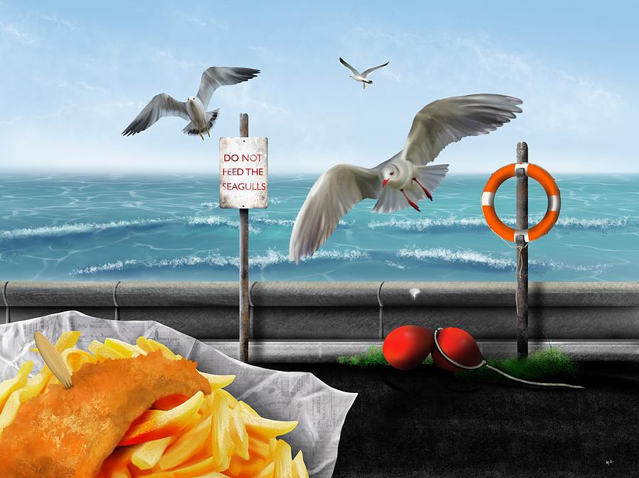 Do Not Feed The Seagulls Painting by Mark Taylor