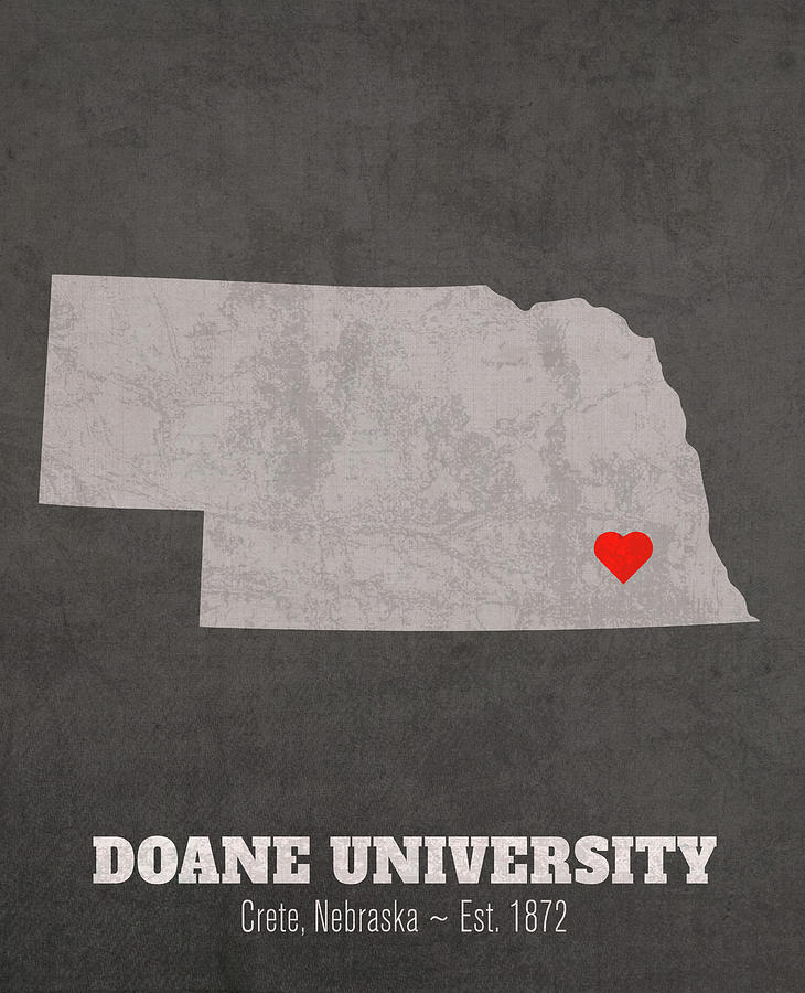 Doane University Crete Nebraska Founded Date Heart Map Mixed Media By