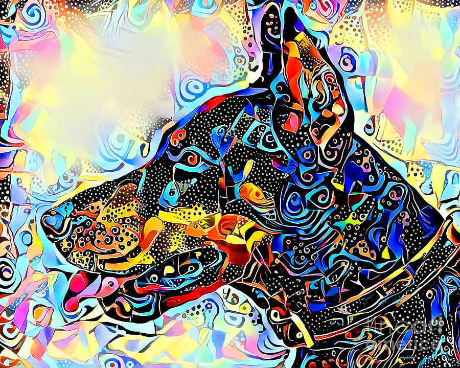 Doberman Dog in Vibrant Contemporary Surreal Abstract Colors 20210206 Photograph by Wingsdomain Art and Photography