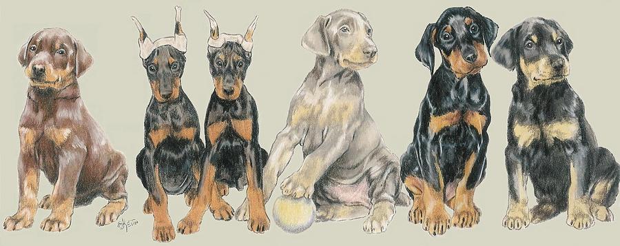 Dog Mixed Media - Doberman Puppies by Barbara Keith