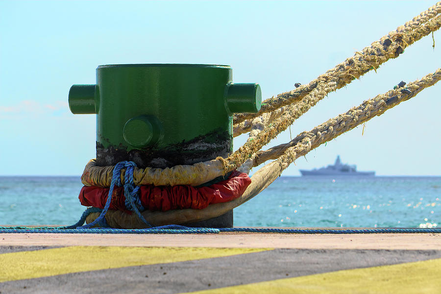 Dock Bollard At Oranjestad, Aruba Port Photograph