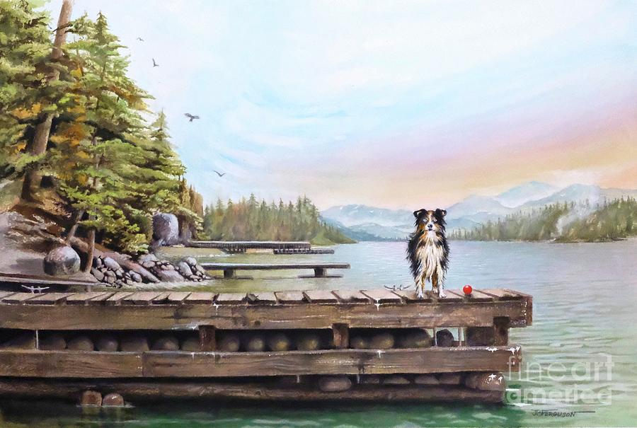 Dock Dog Painting by Jeanette Ferguson