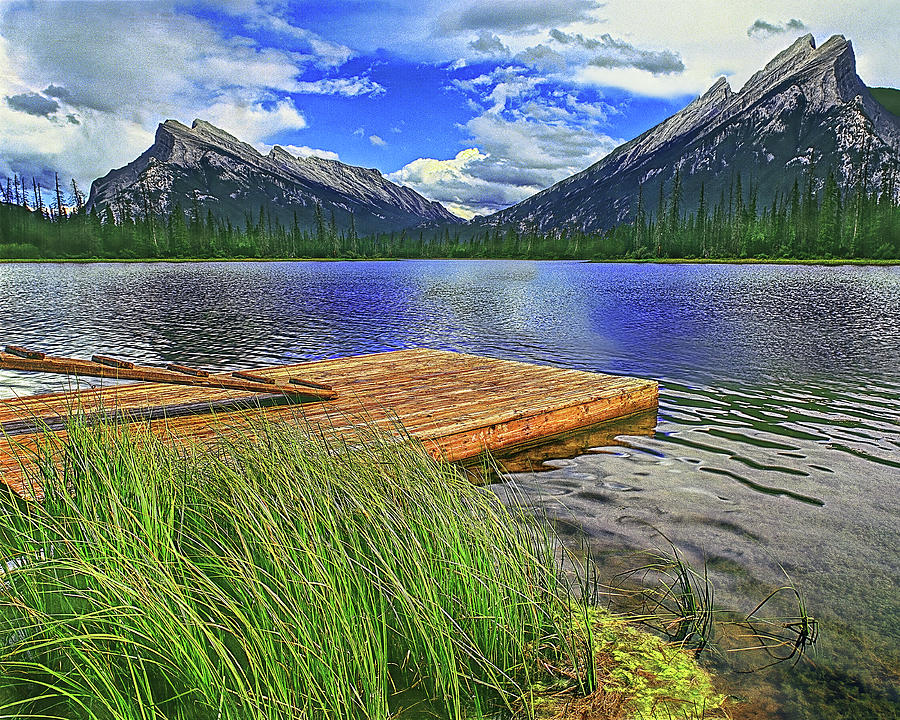 Dock Of The Lake, Canadian Rocky Mountains Photograph by Don Schimmel