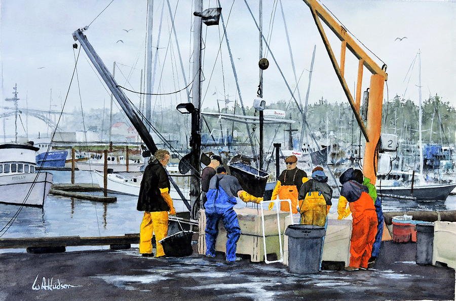 Dock Workers Painting by Bill Hudson