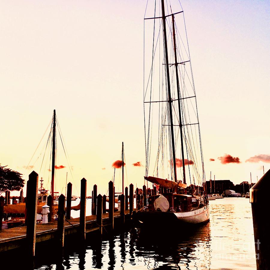 Docked At Sunrise In Annapolis Md Harbor Photograph
