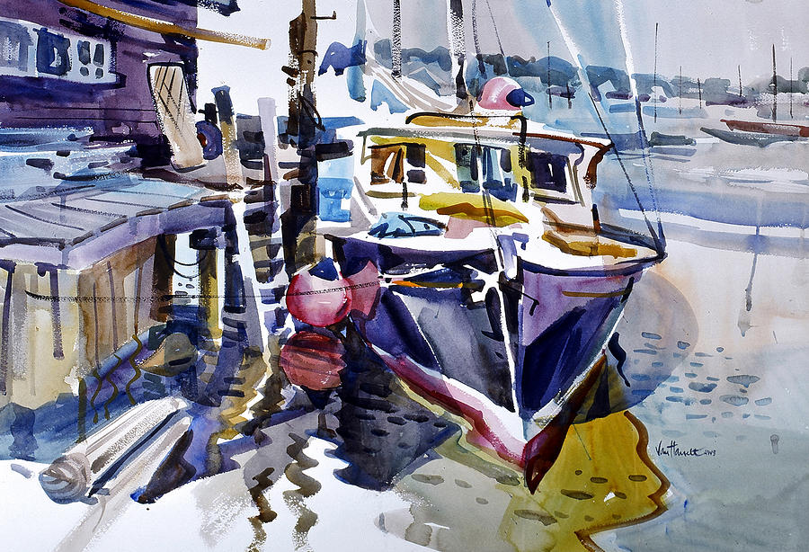 Dockside Reflections Painting by Tony Van Hasselt