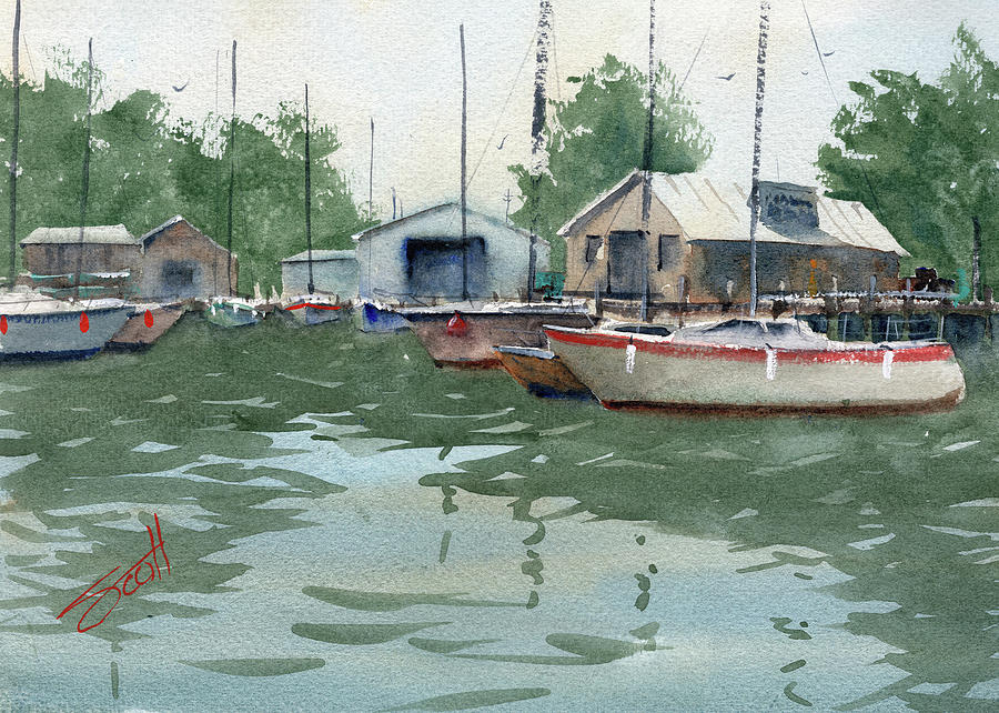 Dockside Painting by Scott Brown