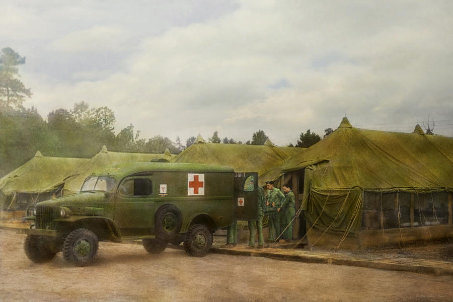 Doctor - 1942 - Camp Sibert - Transferring the patient Photograph by Mike Savad