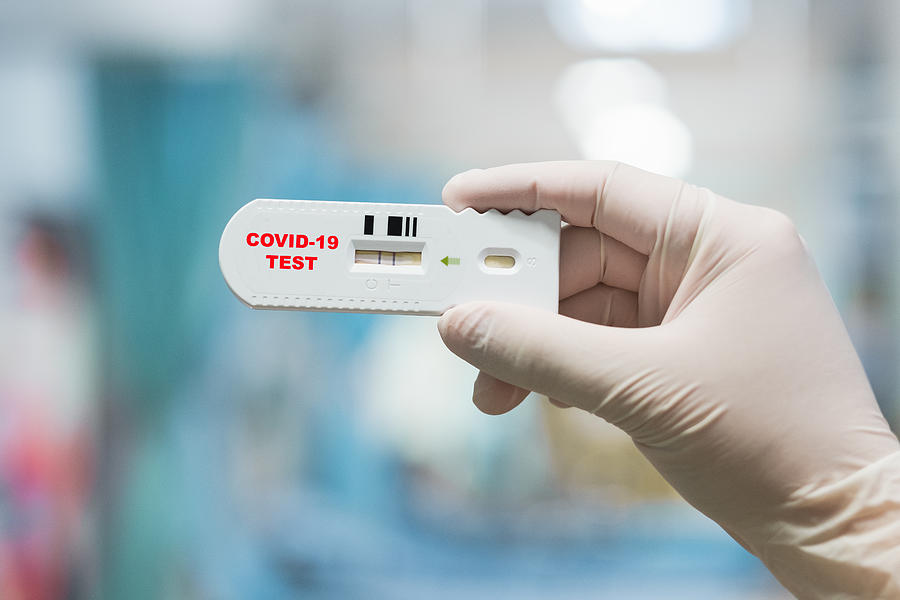Doctor hand holding positive Coronavirus or Covid-19 rapid test Photograph by Taechit Taechamanodom