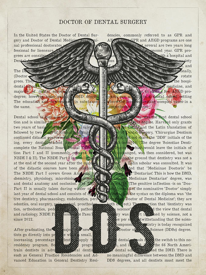 Doctor Of Dental Surgery With Flowers Print Dds Digital Art