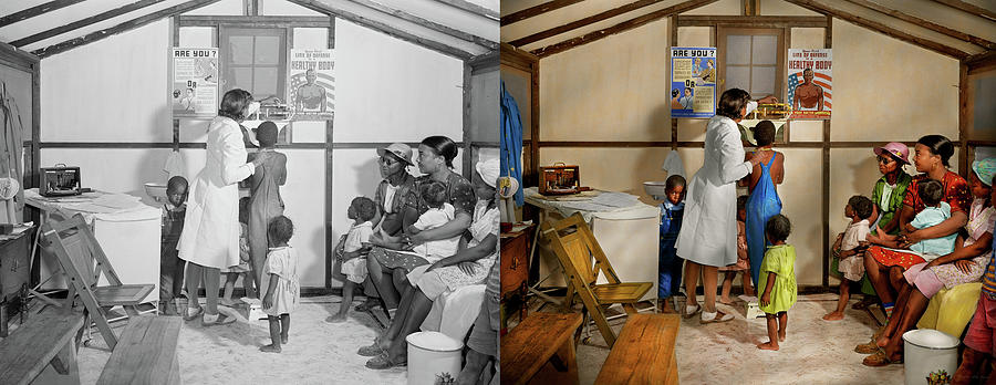 Doctor - Pediatrician - At the family clinic 1942 - Side by Side Photograph by Mike Savad