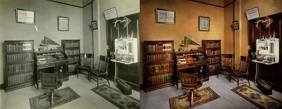 Doctor - The office of Dr Bomar 1917 - Side by Side Photograph by Mike Savad