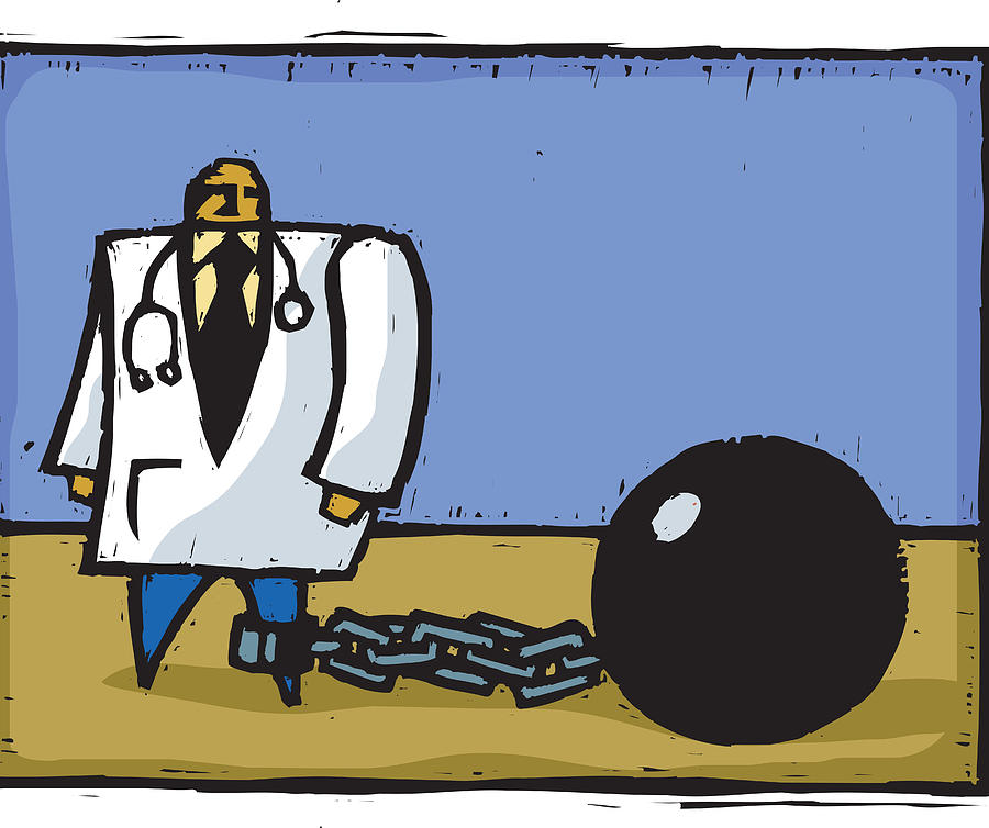 Doctor Tied To Ball And Chain Drawing by Imagezoo