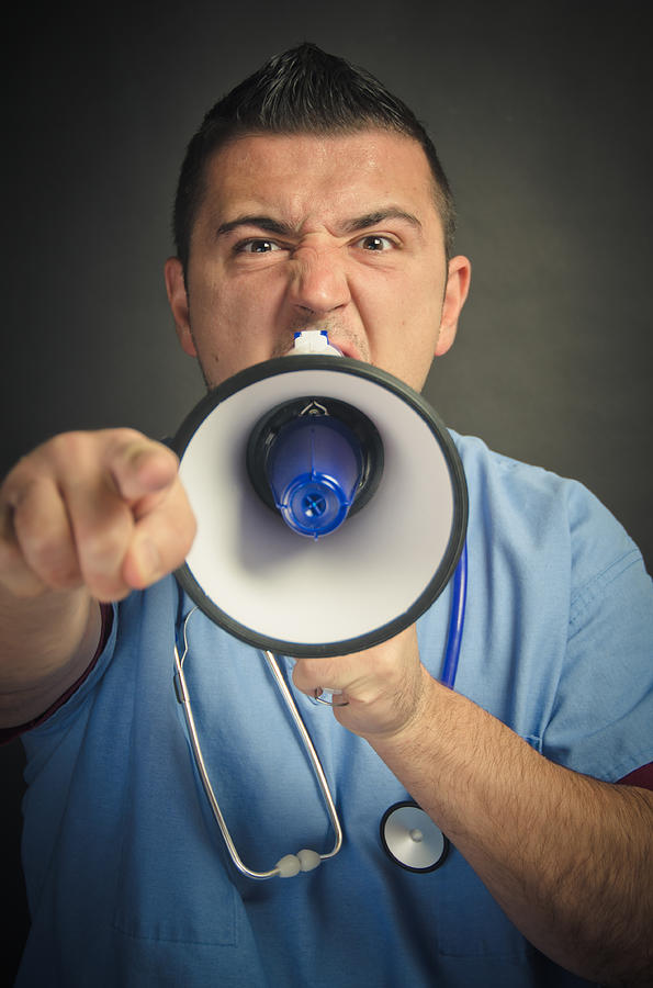 Doctor Yelling on Megaphone Photograph by Mehmed Zelkovic