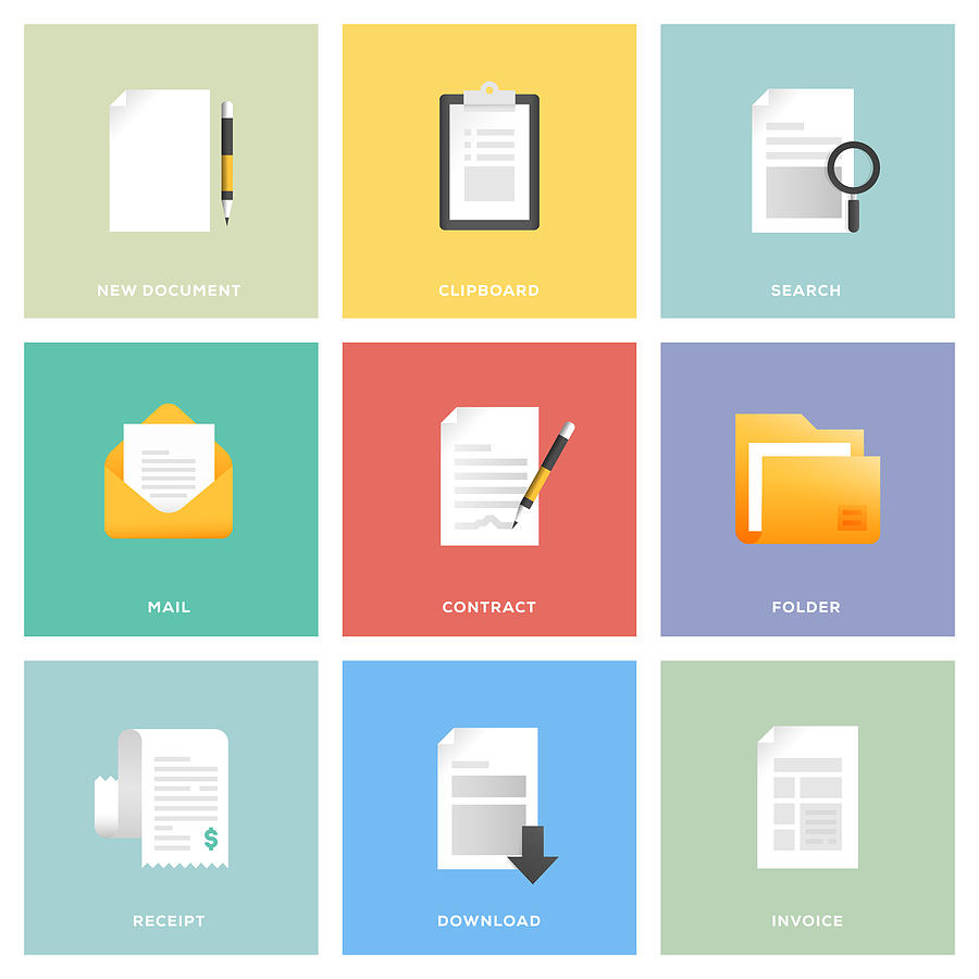 Document Icon Set Drawing by Enis Aksoy