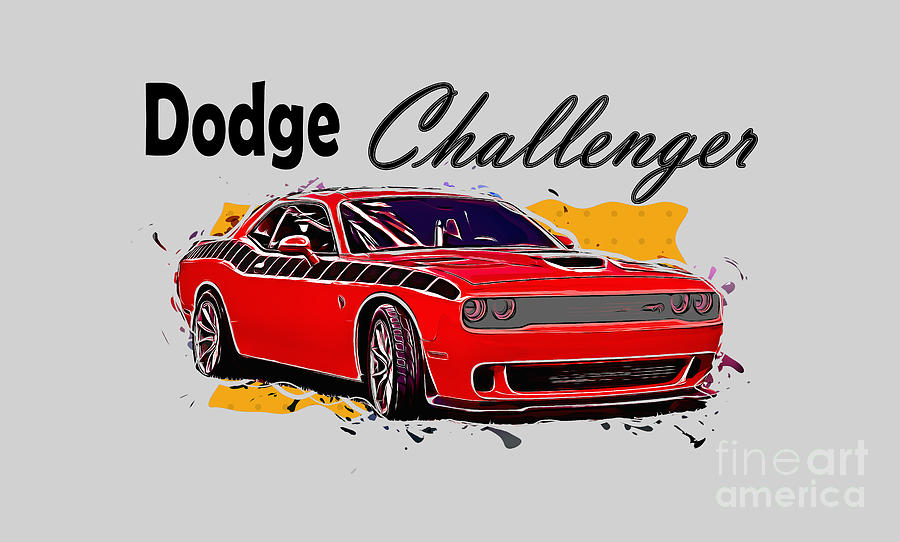 Dodge Challenger American Muscle Car Digital Art by Walter Herrit