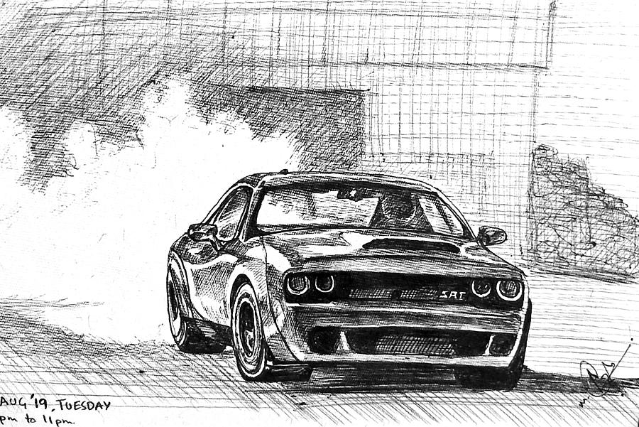 Dodge Demon Drawing by Salman Ravish