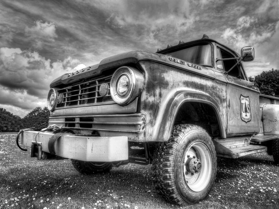 Dodge Power Wagon Sixties Rusty Truck BW Photograph by Gill Billington