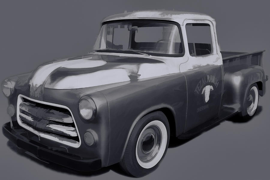 Dodge Truck 2 BW  Digital Art by Cathy Anderson