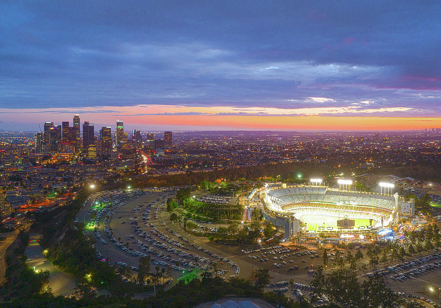 Dodger Stadium With Dtla In The Background Photograph