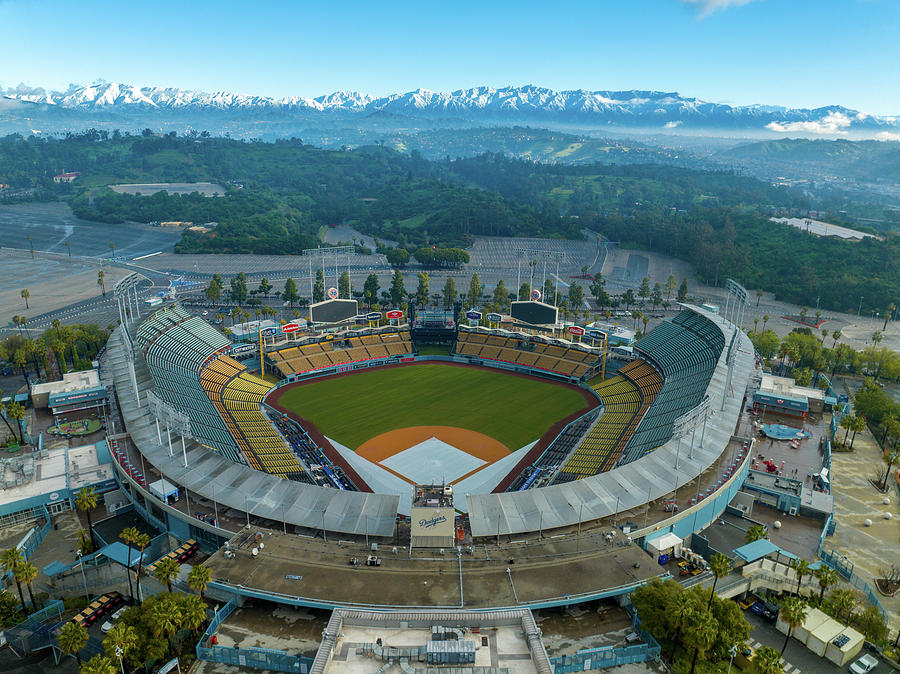 Dodger stadium with Los Angeles in the background T-Shirt by Josh Fuhrman -  Pixels
