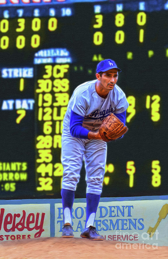 Baseball Mixed Media - Dodgers Sandy Koufax No Hitter by Mark Spears
