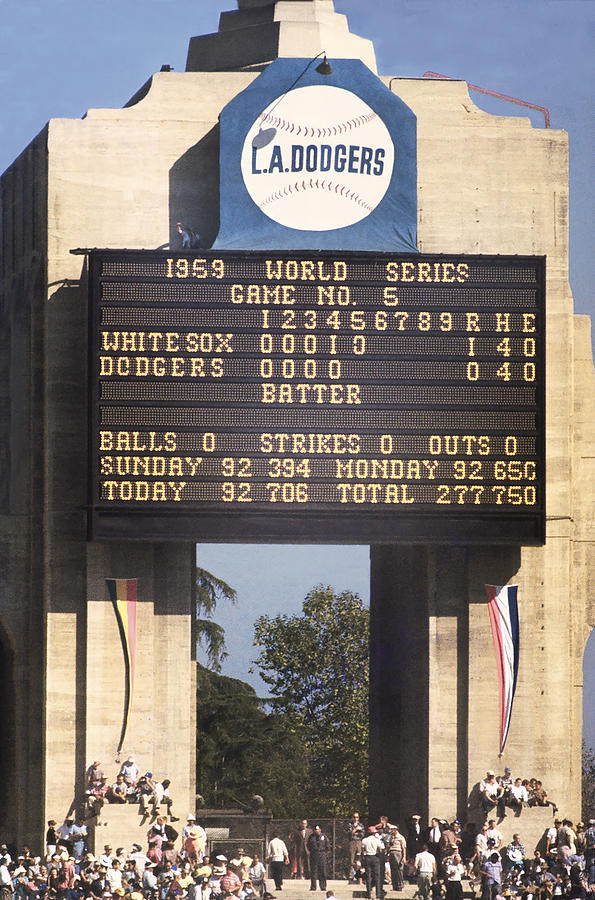 Dodgers White Sox World Series Scoreboard 1959 Photograph by Paul Plaine
