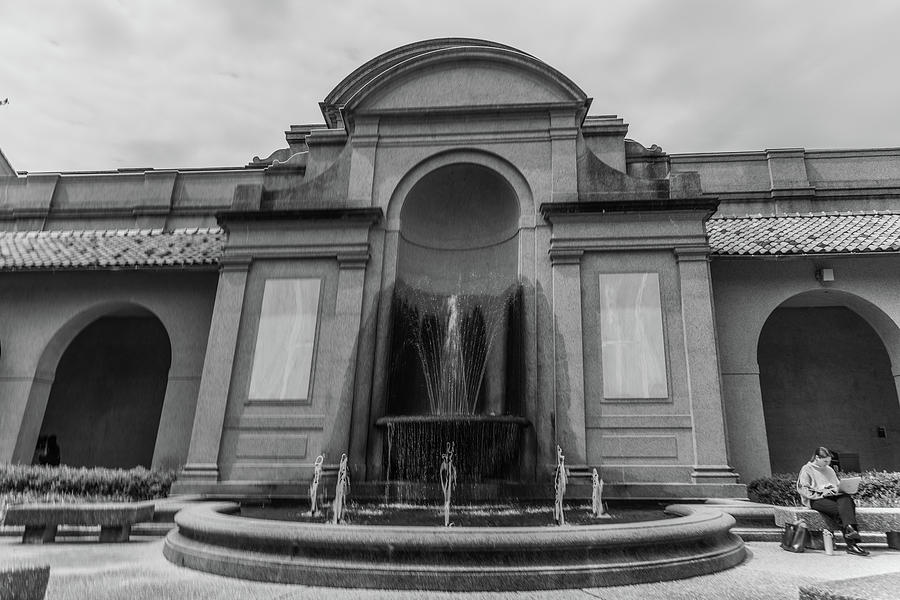 Dodson Hall Fountain Black and White at LSU Photograph by John McGraw