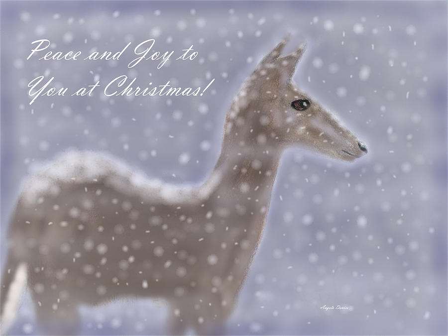 Doe In The Snow Drawing by Angela Davies