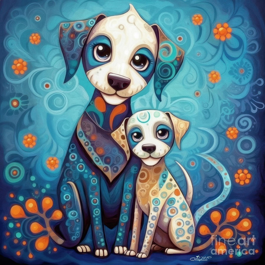 Dog and Doggie Digital Art by Jutta Maria Pusl