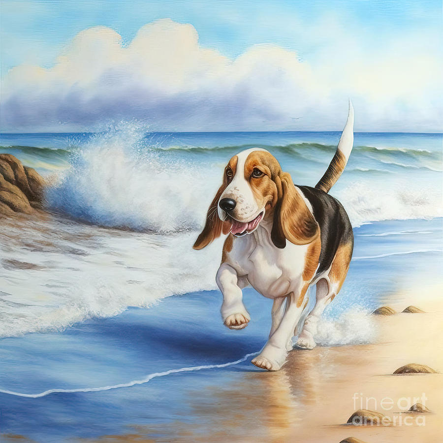 Summer Painting - Dog At Beach by N Akkash