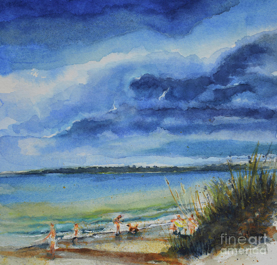Dog beach Ponce Inlet Florida Painting by Julianne Felton