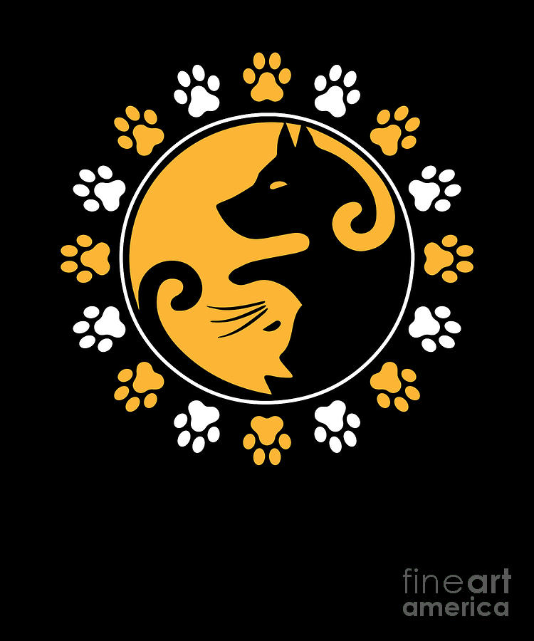 Download Dog Cat Lover Yin Yang Pet Kitten Puppy Paw Gift Digital Art By Thomas Larch