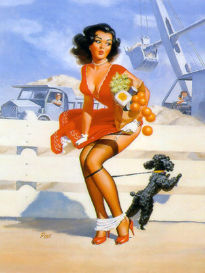 Pinup Girls Painting - Dog Day Afternoon by Eugene Nowell.