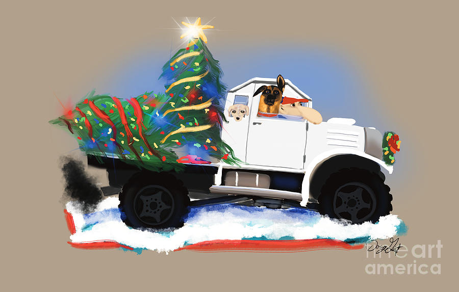 Dog Family Christmas Digital Art by Doug Gist