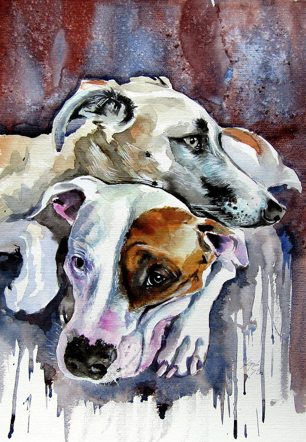Dog friends Painting by Kovacs Anna Brigitta