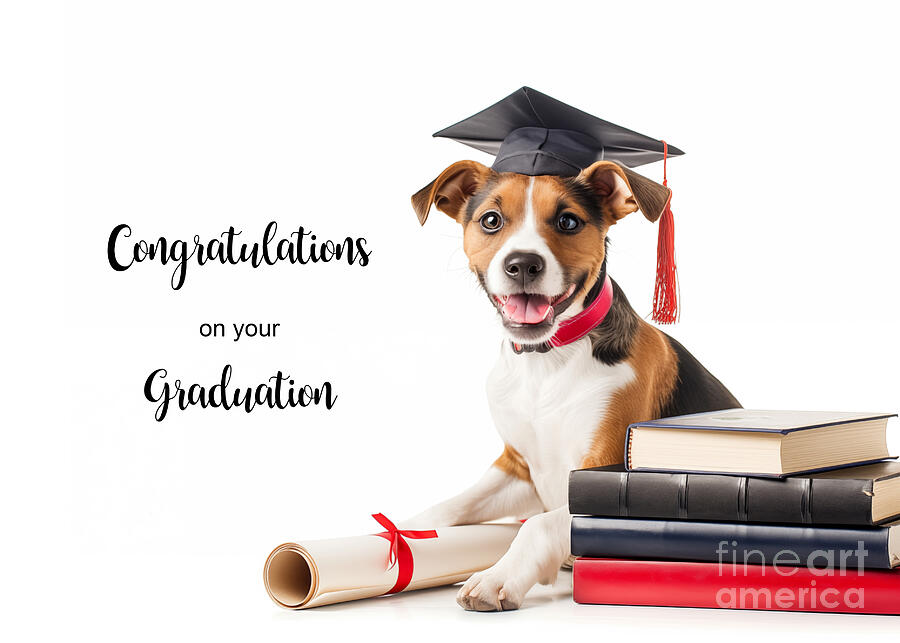 Dog fun graduation card Photograph by Delphimages Photo Creations