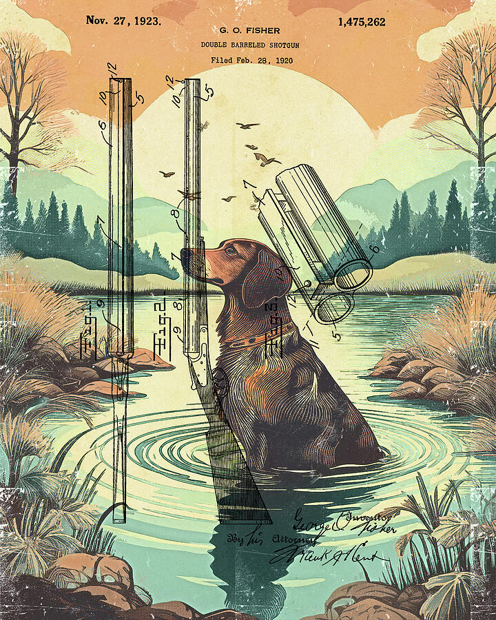 Dog Hunting Shotgun Patent Mixed Media by Dan Sproul Dog Hunting Shotgun Patent Mixed Media by Dan Sproul