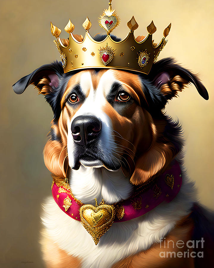 Dog Mixed Media - Dog King of Hearts 20230218f by Wingsdomain Art and Photography