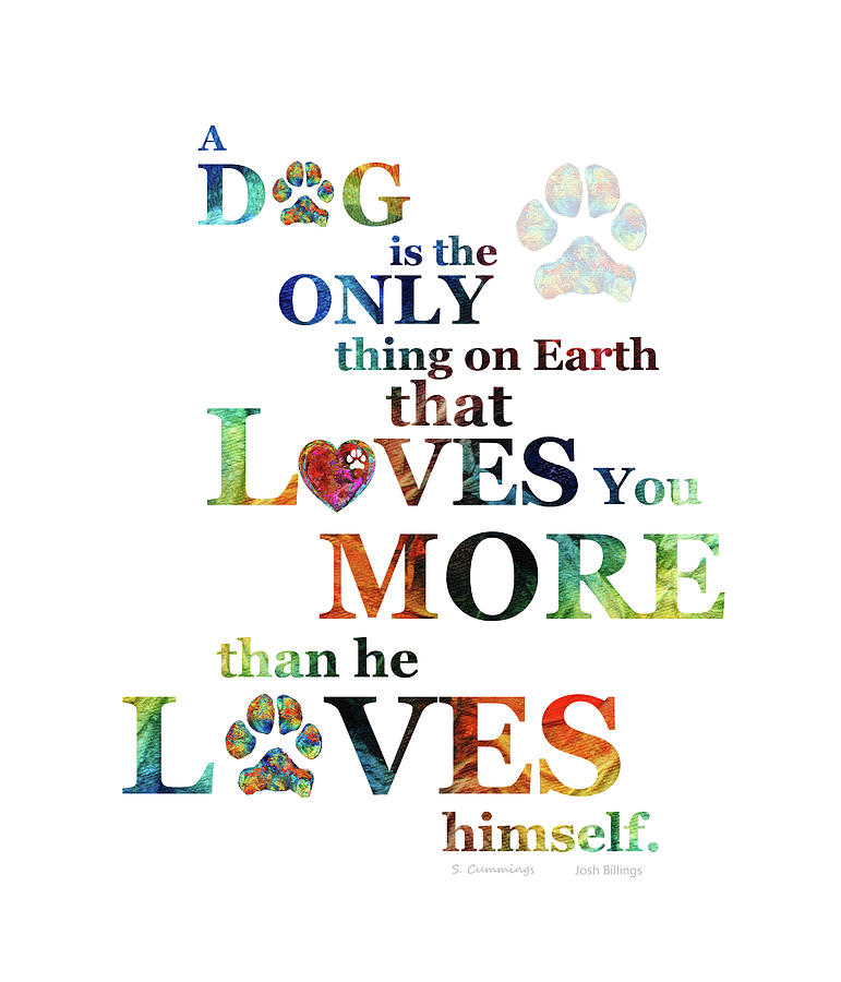 Dogs Love Us More 1 - Colorful Dog Art Male - Sharon Cummings Painting by Sharon Cummings