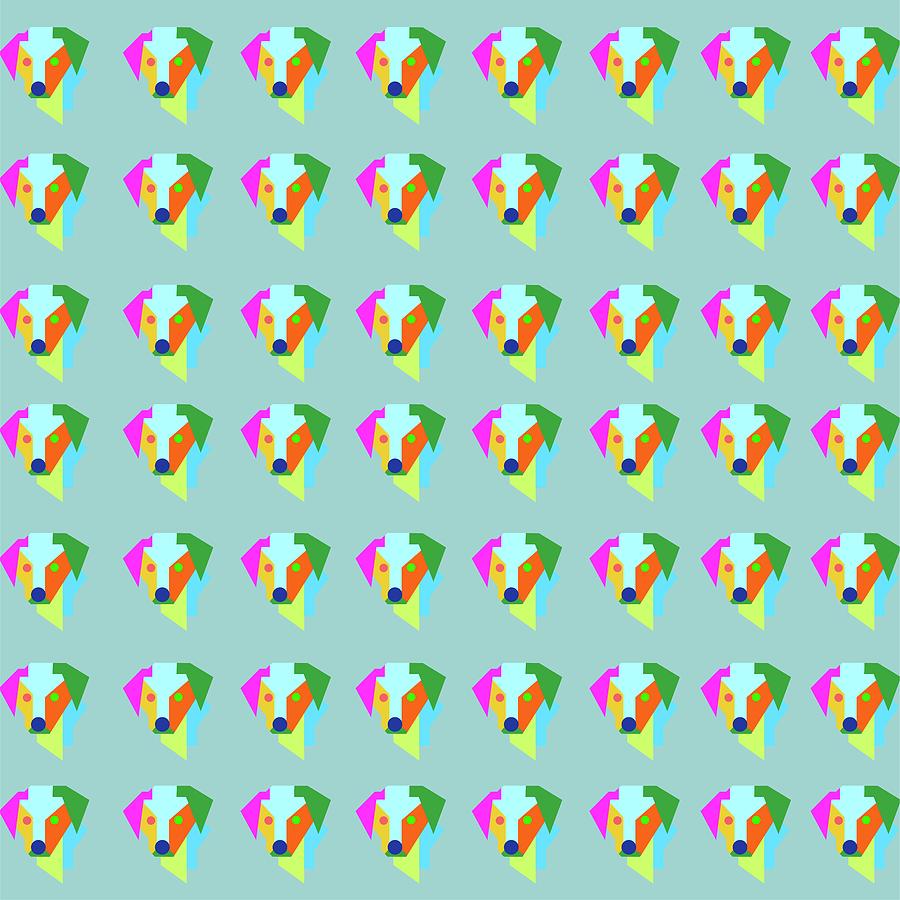 Dog Pattern Wpap Style Blue Background Digital Art