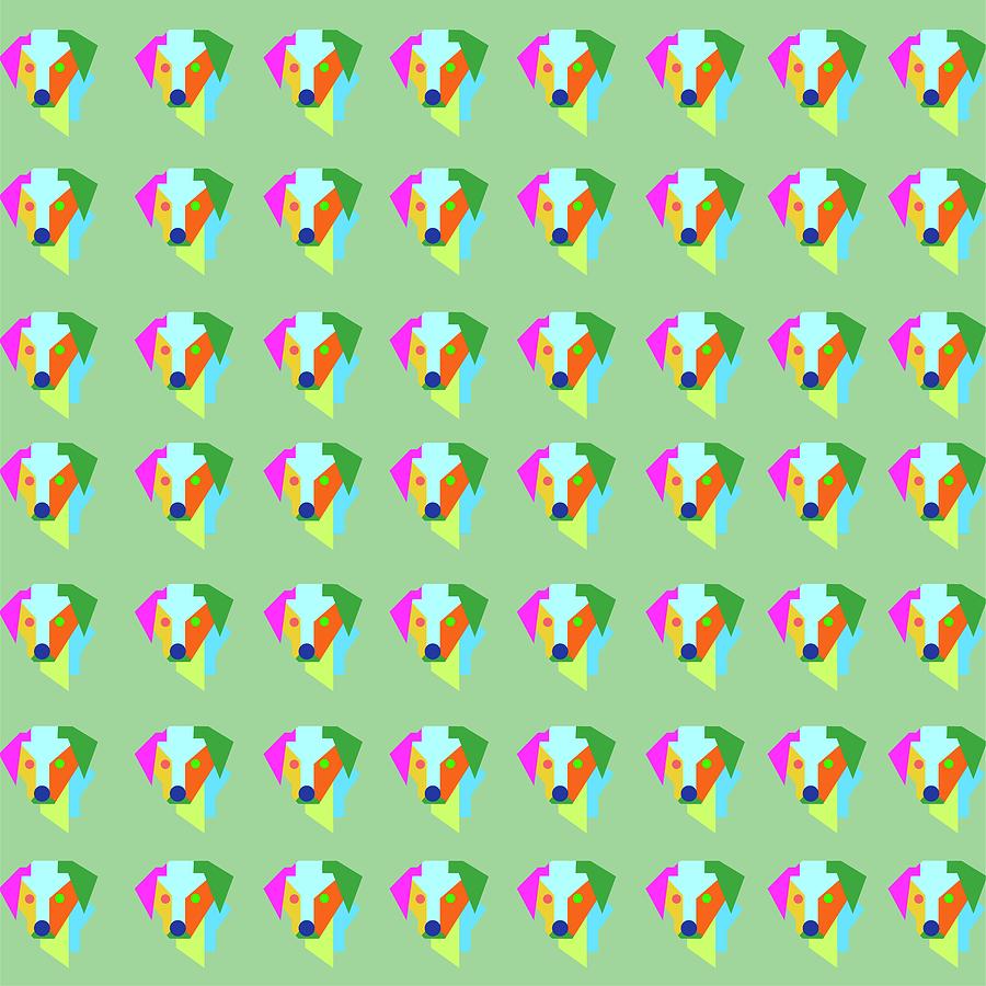Dog Pattern Wpap Style Green Background Digital Art