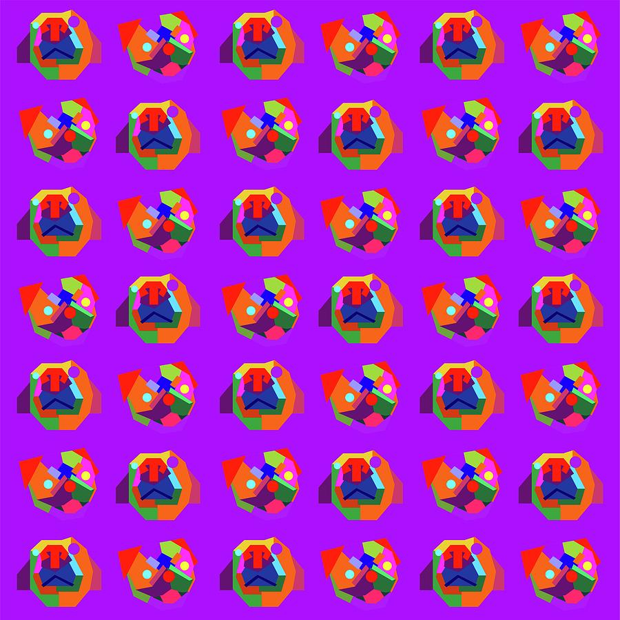 Dog Pattern Wpap Style Purple Background Digital Art