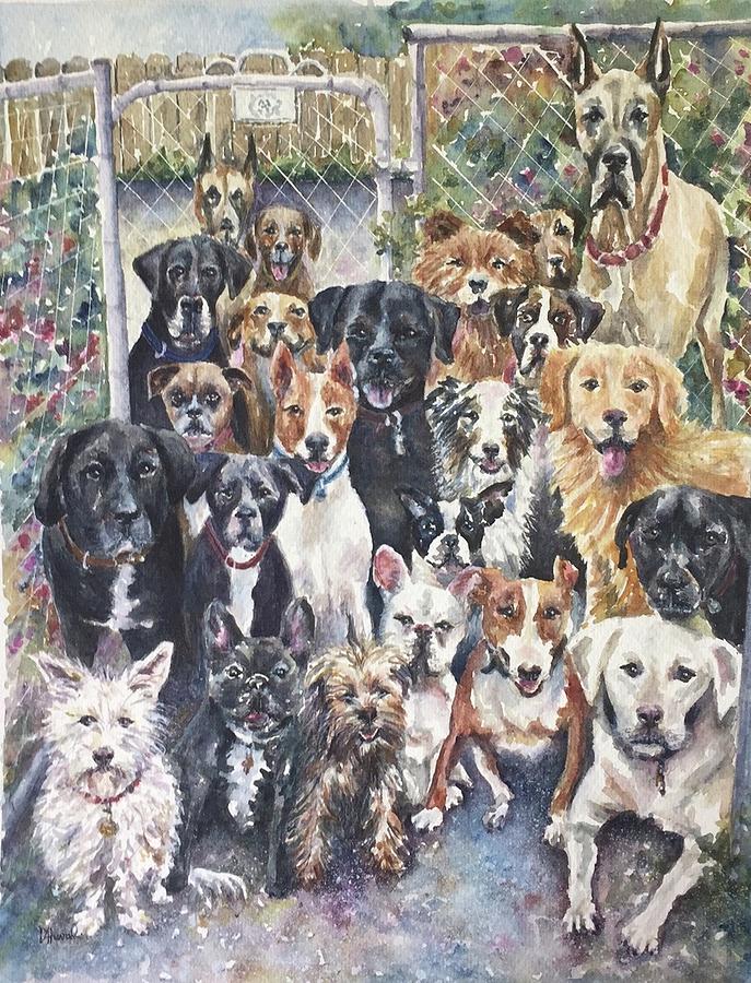 Dog pound Painting by Donna Atwood