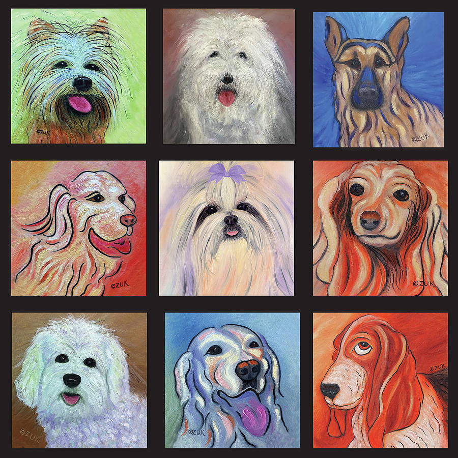 Dog Quilt Painting by Karen Zuk Rosenblatt