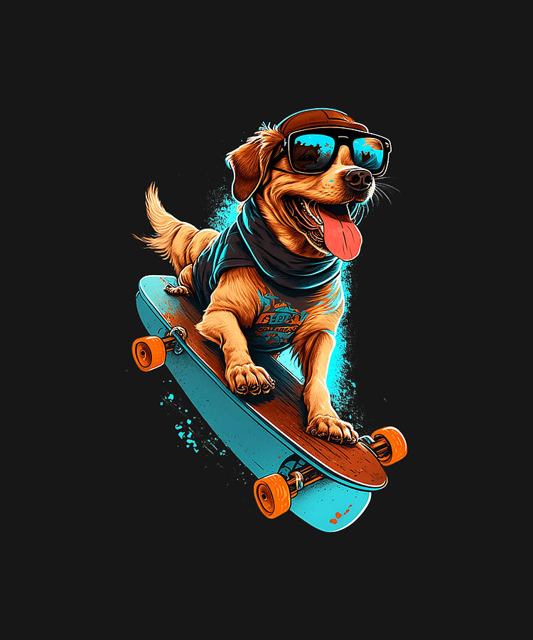 Dog Riding a Skateboard Radical Urban Graphic Drawing by DHBubble ...