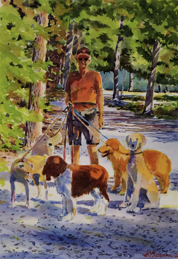Dog Walker at Lemoine Point Painting by David Gilmore