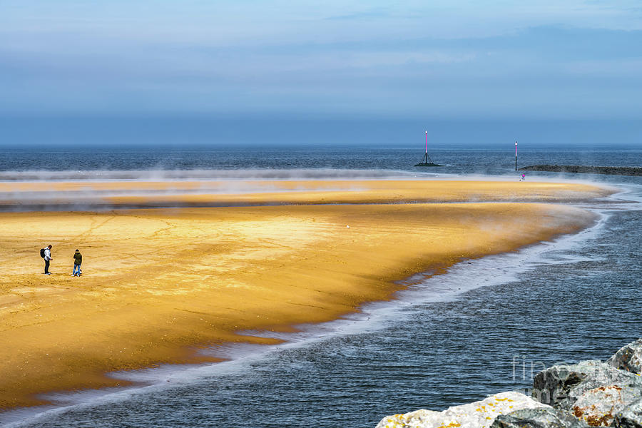 Landscape Photograph - Dog Walkers Rhyl beach  by Adrian Evans